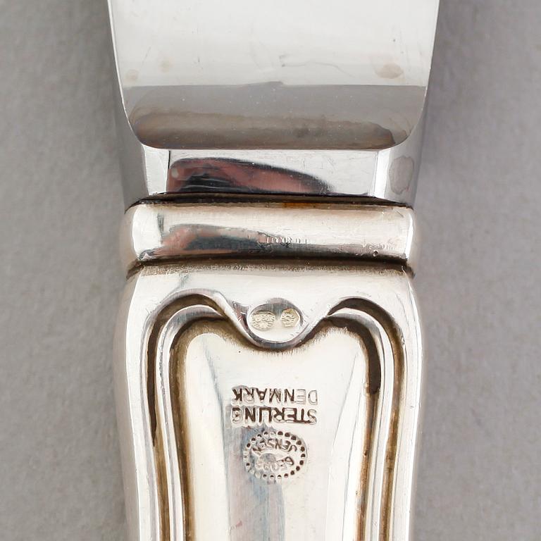 BESTICK, 36 delar, silver, Georg Jensen, Danmark. Vikt med stålblad ca 2235 gram.
