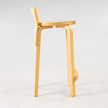 Alvar Aalto, bar stool, K65, Artek, Finland, contemporary production.