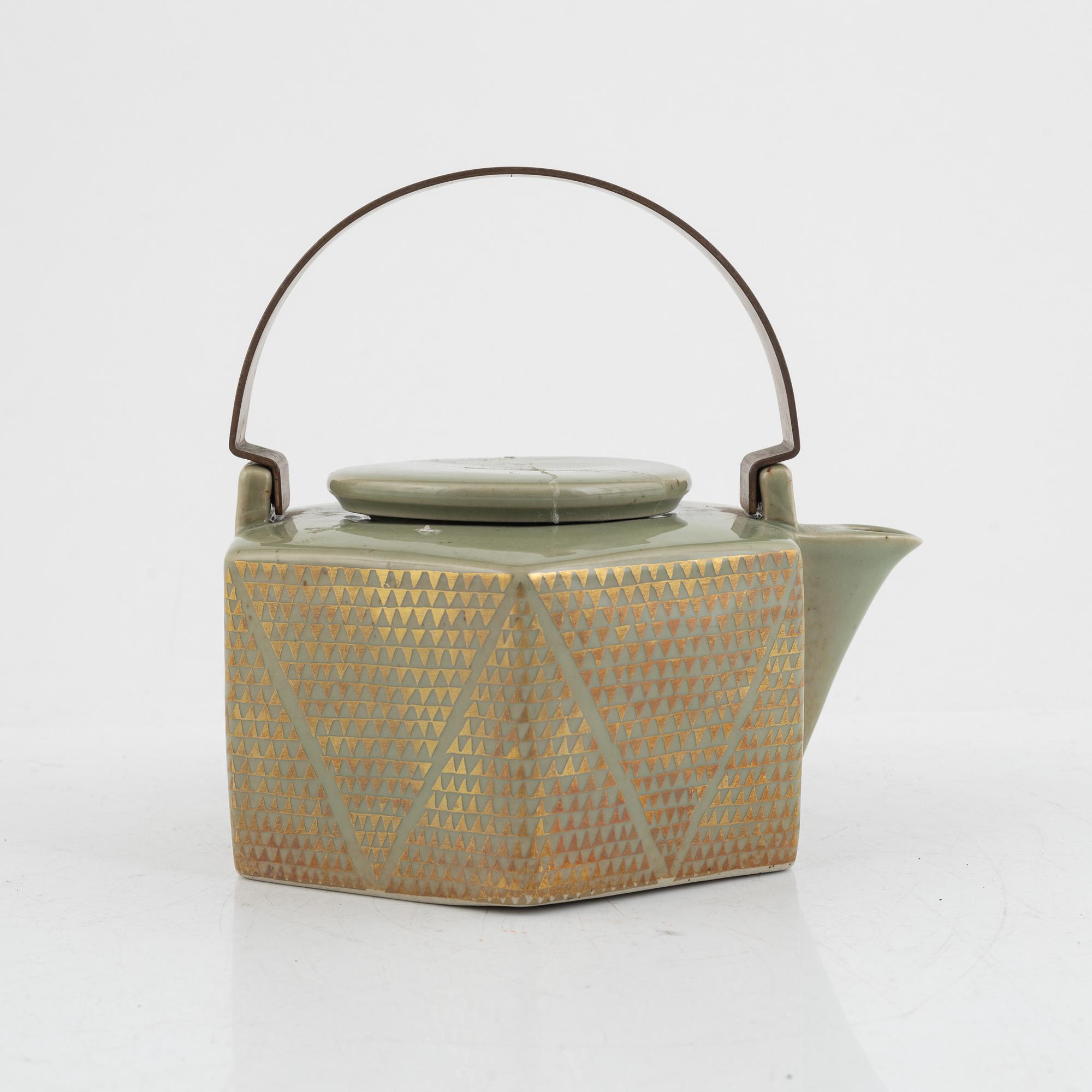 Signe Persson-Melin, tekanna, stengods, "Six-Sided", Rörstrand.