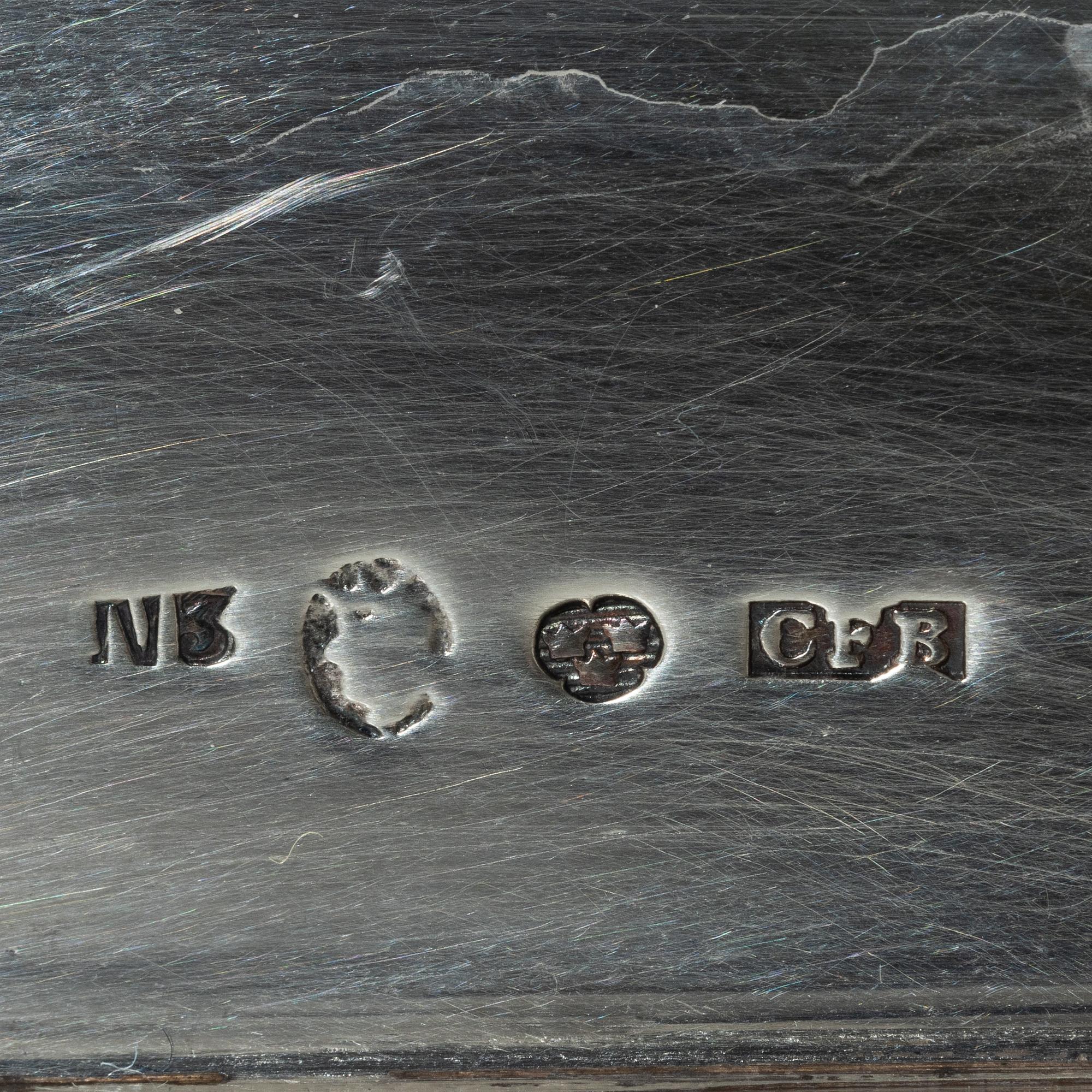 A Swedish Empire silver candle snuffer and tray, Stockholm 1818-1819.