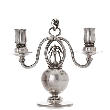 157. Georg Jensen, a sterling silver candelabrum, Copenhagen 1993, design nr 324.