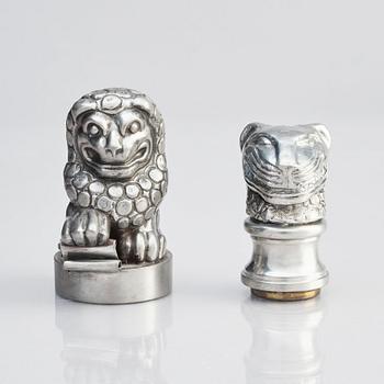 Anna Petrus, two pewter seals, Svenskt Tenn, Stockholm, one stamped 1956.