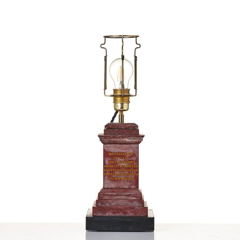 A presumably Italian marble lamp, 20th century.