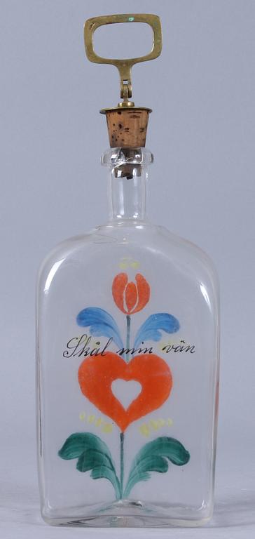 BRÄNNVINSFLASKA, glas, 1800-talets slut.