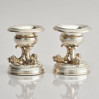 Saltkar, ett par, silver, otydlig mästarstämpel, Italien, andra hälften 1800-tal.