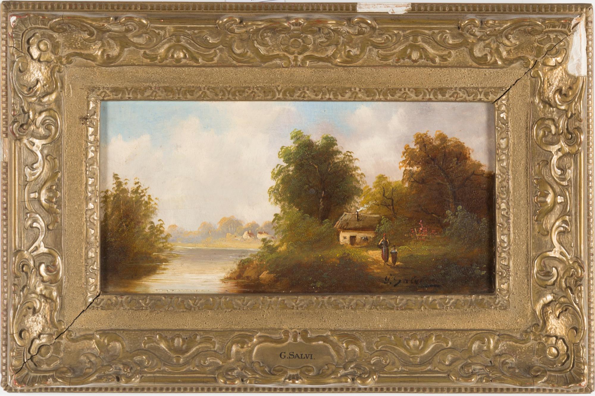 Two landscapes with figures by ADOLF KAUFMANN, oil on panel, signed G. Salvi.