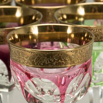 VINGLAS, 6 stycken, Moser Karlsbad, 1900-talets mitt.