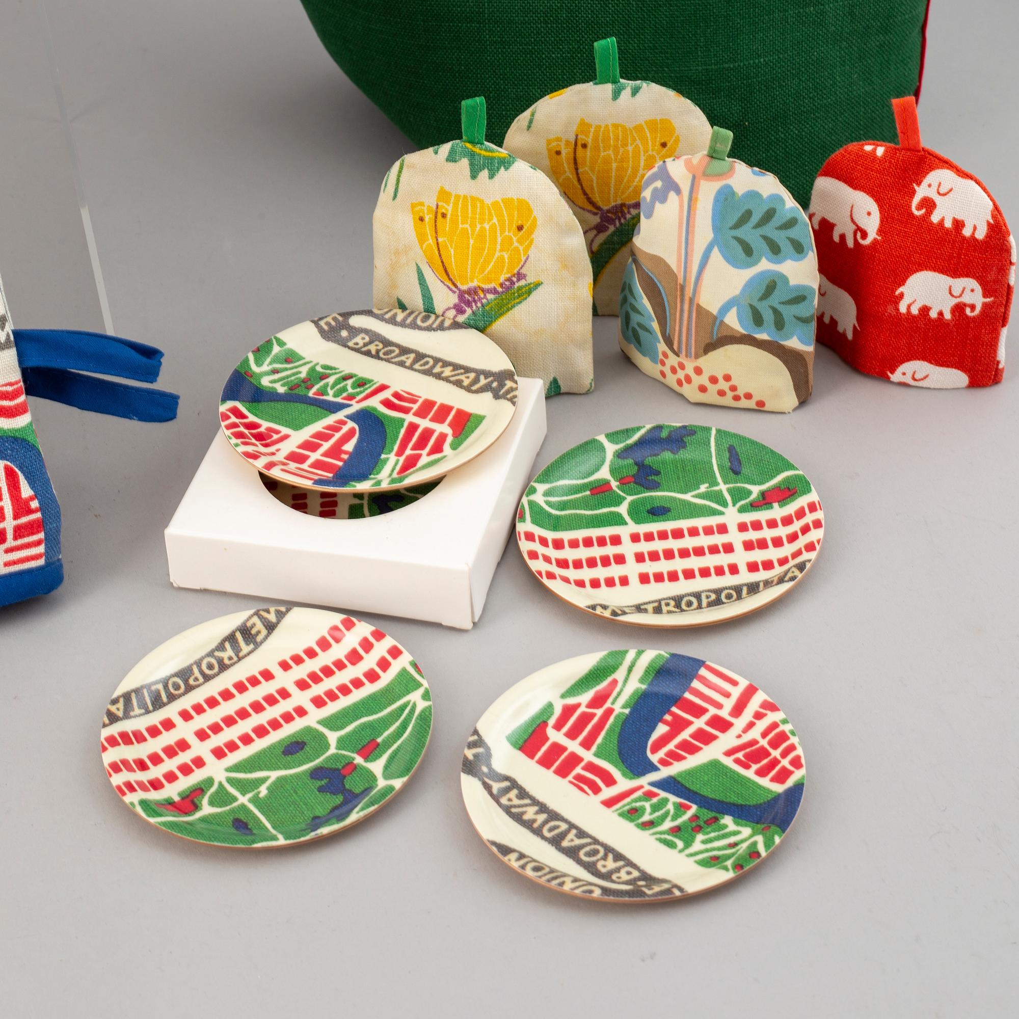 JOSEF FRANK, coasters, oven gloves, and apron.