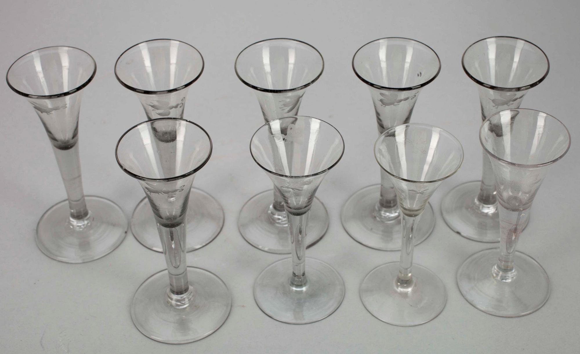 SNAPSGLAS, 6+3, glas, troligen Norge, 1800-talets första hälft.