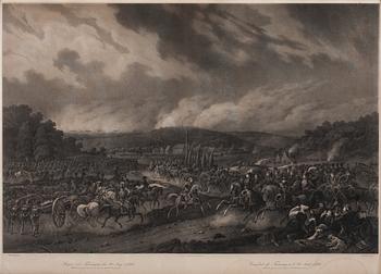 Alexander Clemens Wetterling & Carl Andreas Dahlström Efter, "Slaget vid Feiningen den 22 Aug 1796","Rehns öfvergång och Bendorffs intagande af General Bernadotte den 4 Julii 1796".