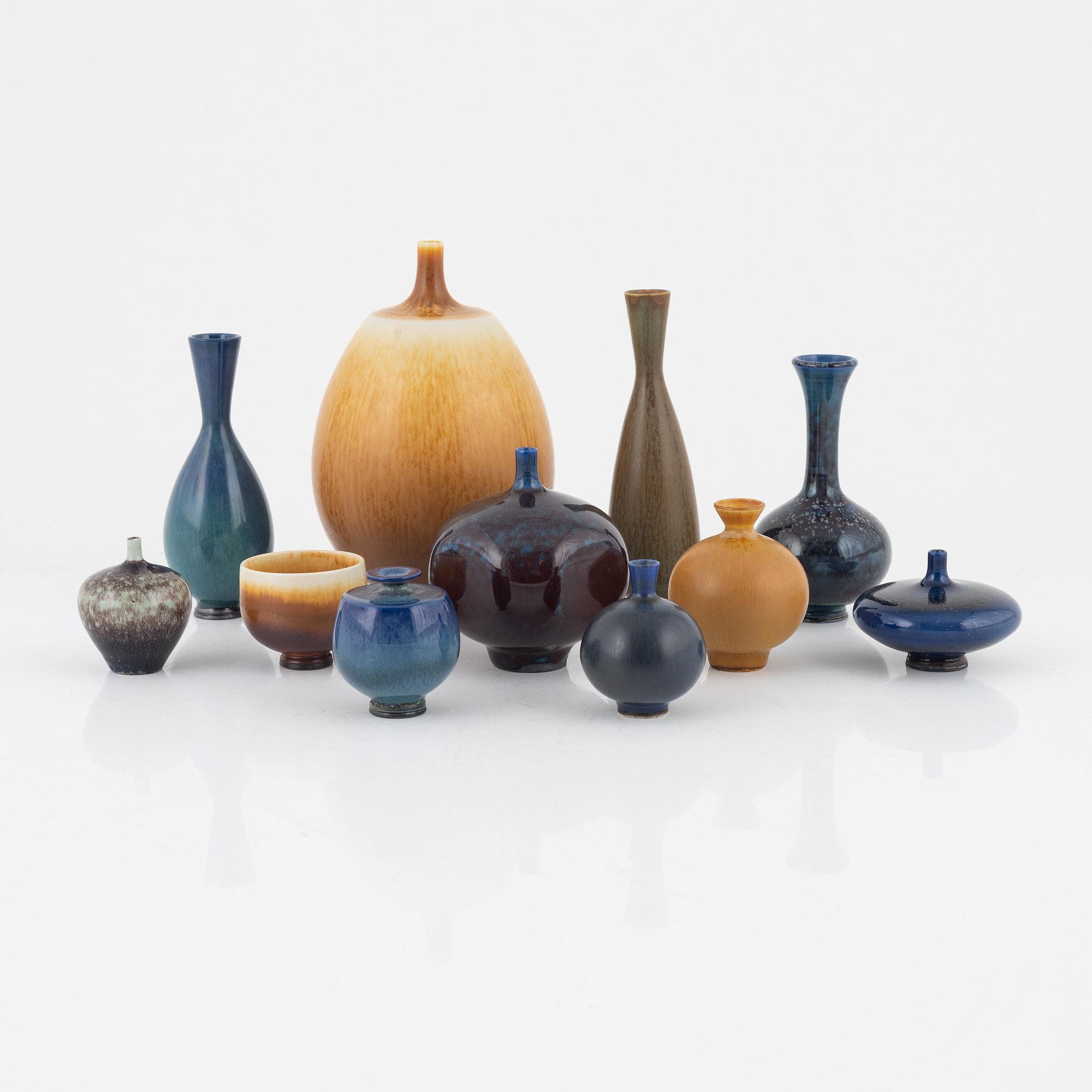 Berndt Friberg, minatyrer, 11 st, Gustavsberg Studio, 1960-70-tal.