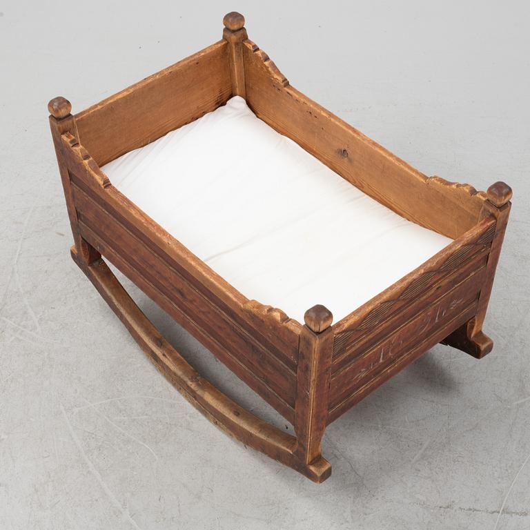 A Swedish cradle, Hälsingland, probably. Dated 1851.