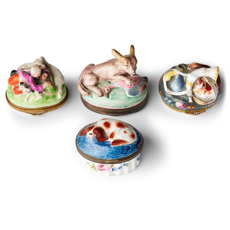 A set of four snuff boxes, France/England, 18th Century.