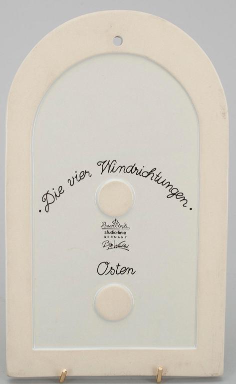 VÄGGPLATTOR, 4 st, keramik, sign. Björn Winblad, Rosenthal, Studio-Linie, Tyskland 1900-talets andra hälft.