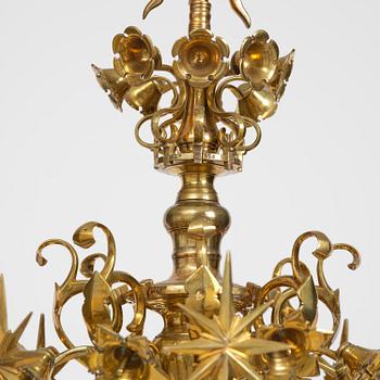 Ljuskrona, för åtta ljus, troligen Skultuna, sent 1600-tal, Karolinsk Barock.