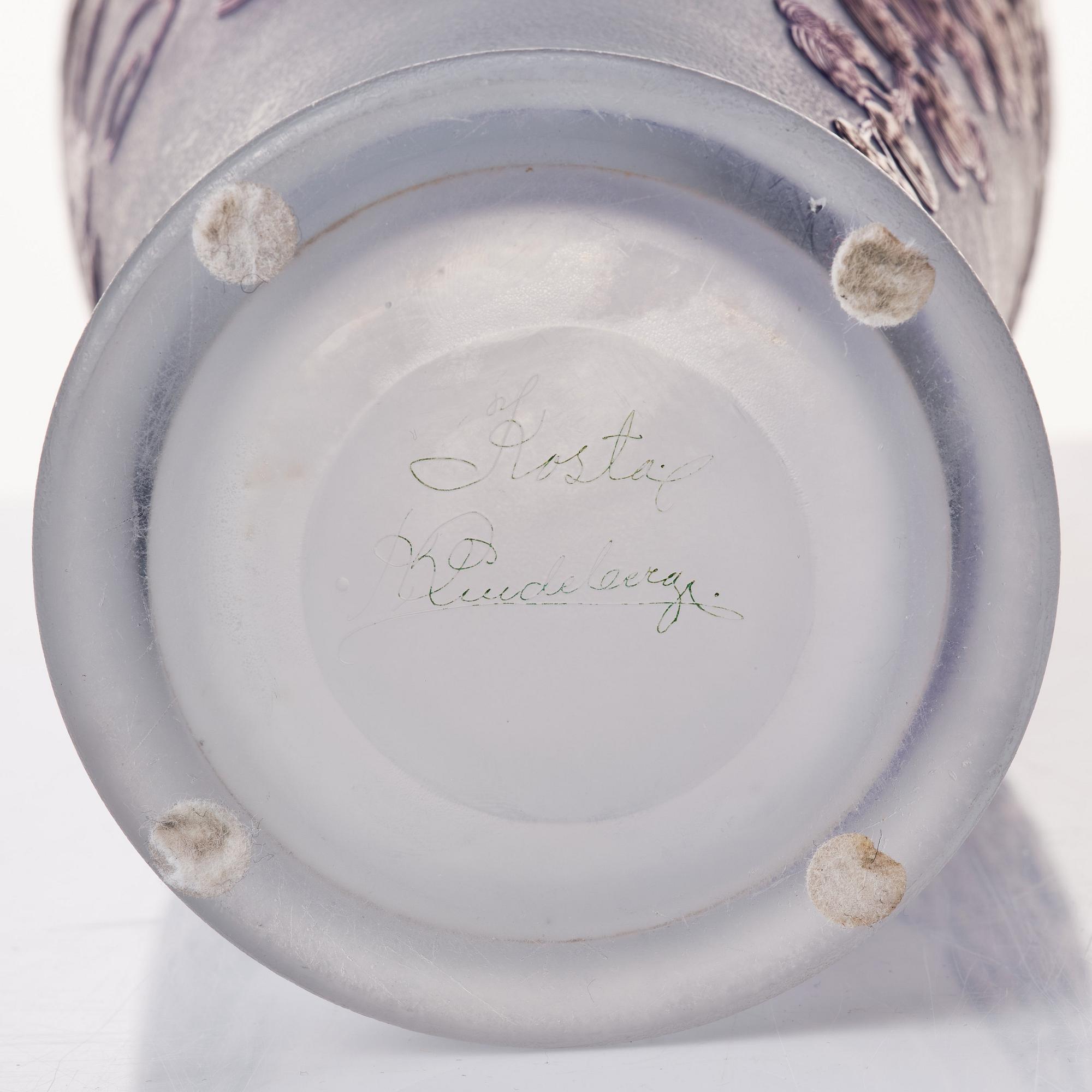 Karl Lindeberg, an Art Nouveau cameo glass vase, Kosta Sweden.