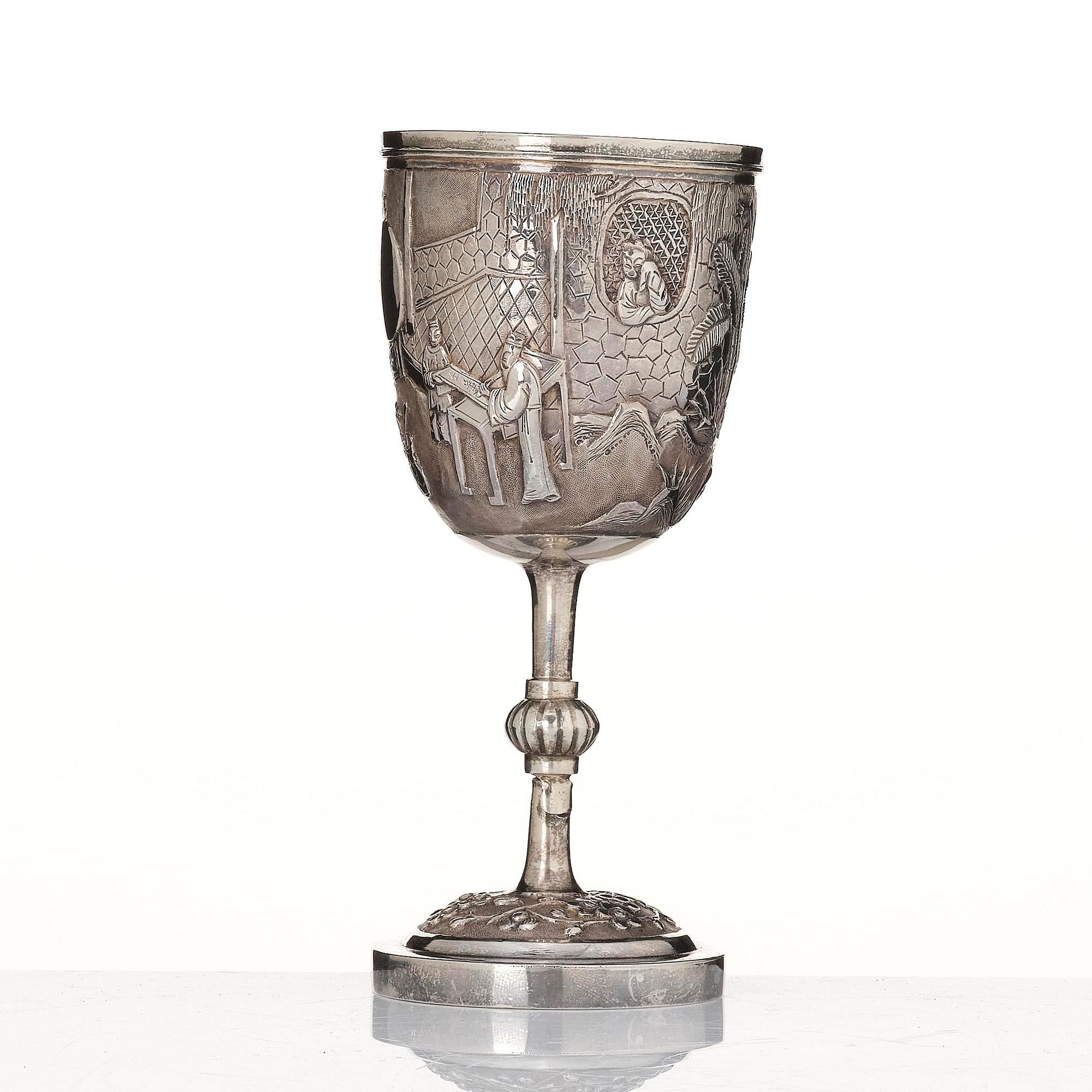 A Chinese Export Silver goblet, Qing dynasty, 19th Century.