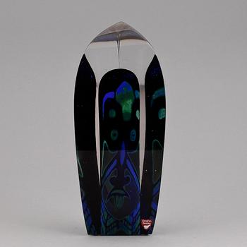 EVA ENGLUND, glasskulptur, "Totem I", Orrefors Gallery, sign o numr 922431. Dat -90.