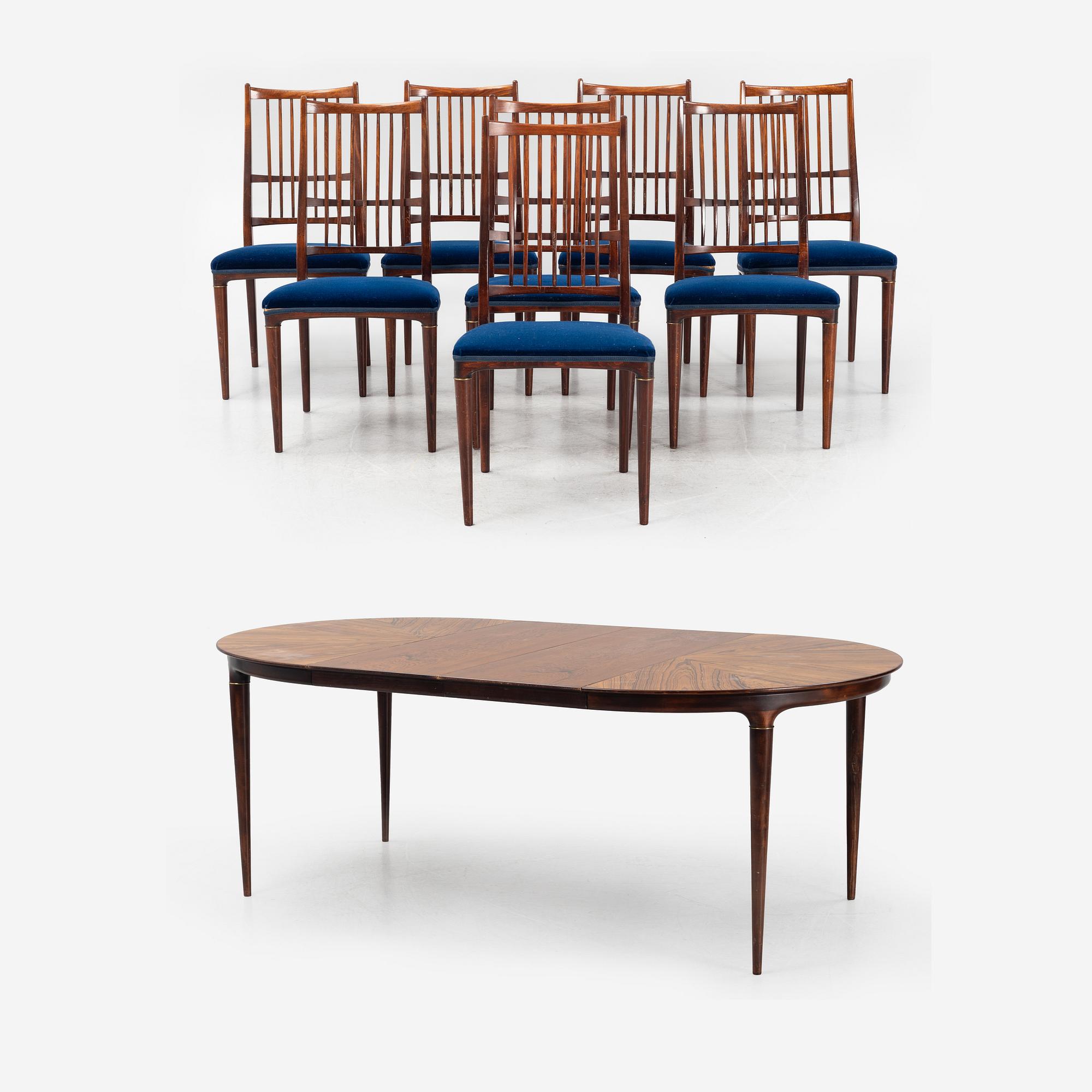 Svante Skogh, a 9-piece 'Cortina' dining group, Seffle Möbelfabrik, Säffle, Sweden, 1950's/60's.