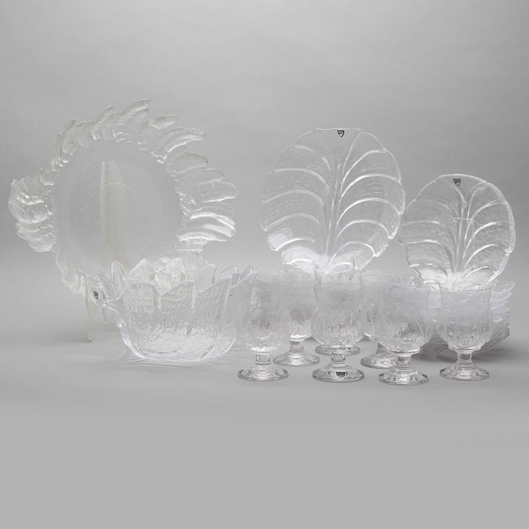 SERVISDELAR, 27 delar, glas, Orrefors, 1900-talets andra hälft.