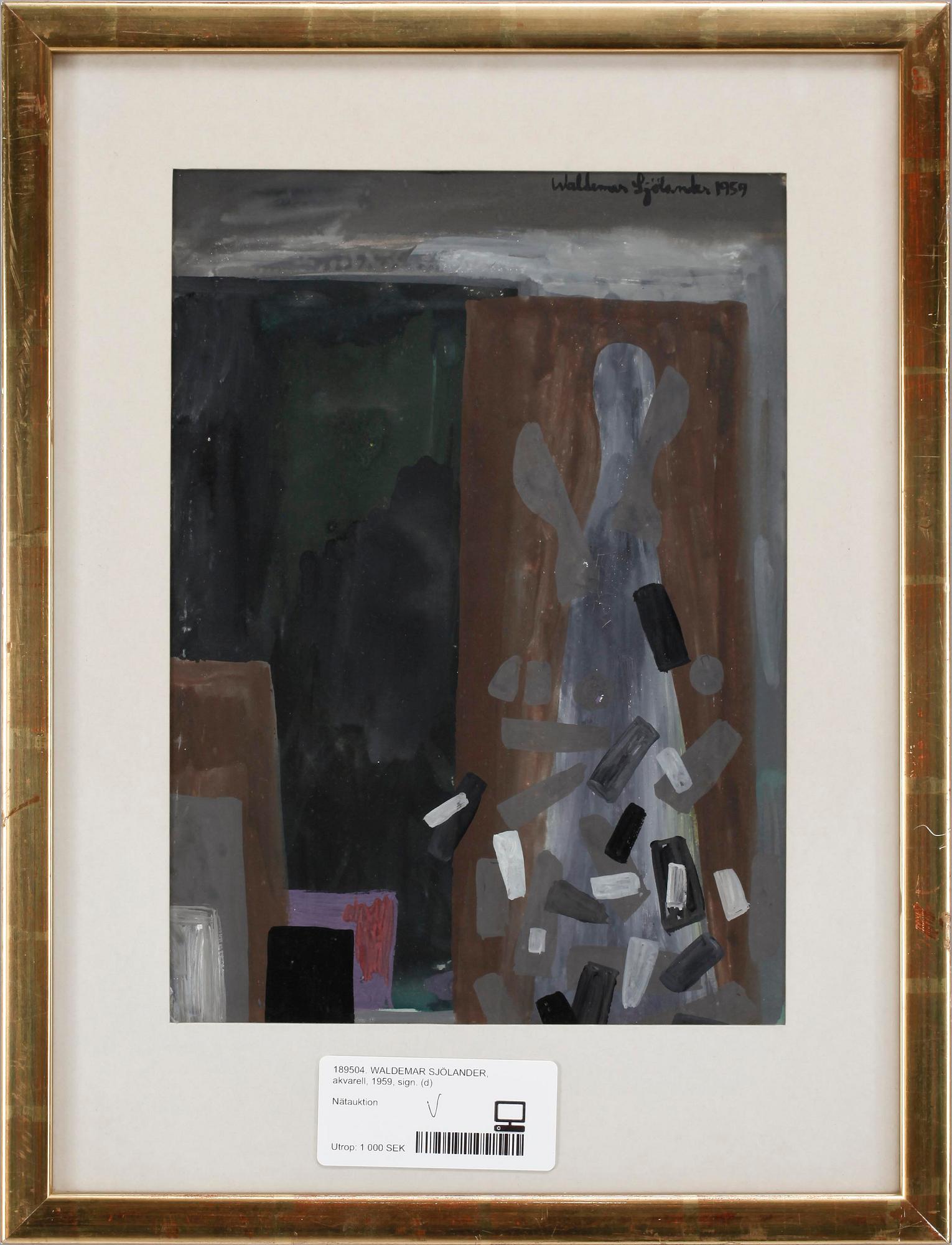 WALDEMAR SJÖLANDER, akvarell, 1959, sign.