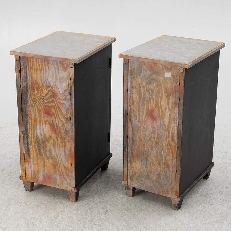 Bedside tables, a pair, first half of the 20th century.