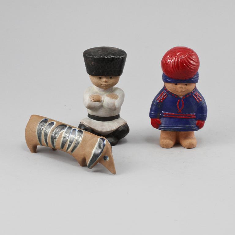 FIGURINER, 3 st, stengods, Lisa Larson, 1900-talets andra hälft.