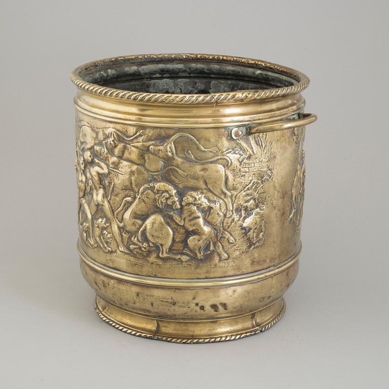 a 18th century brass flower pot.