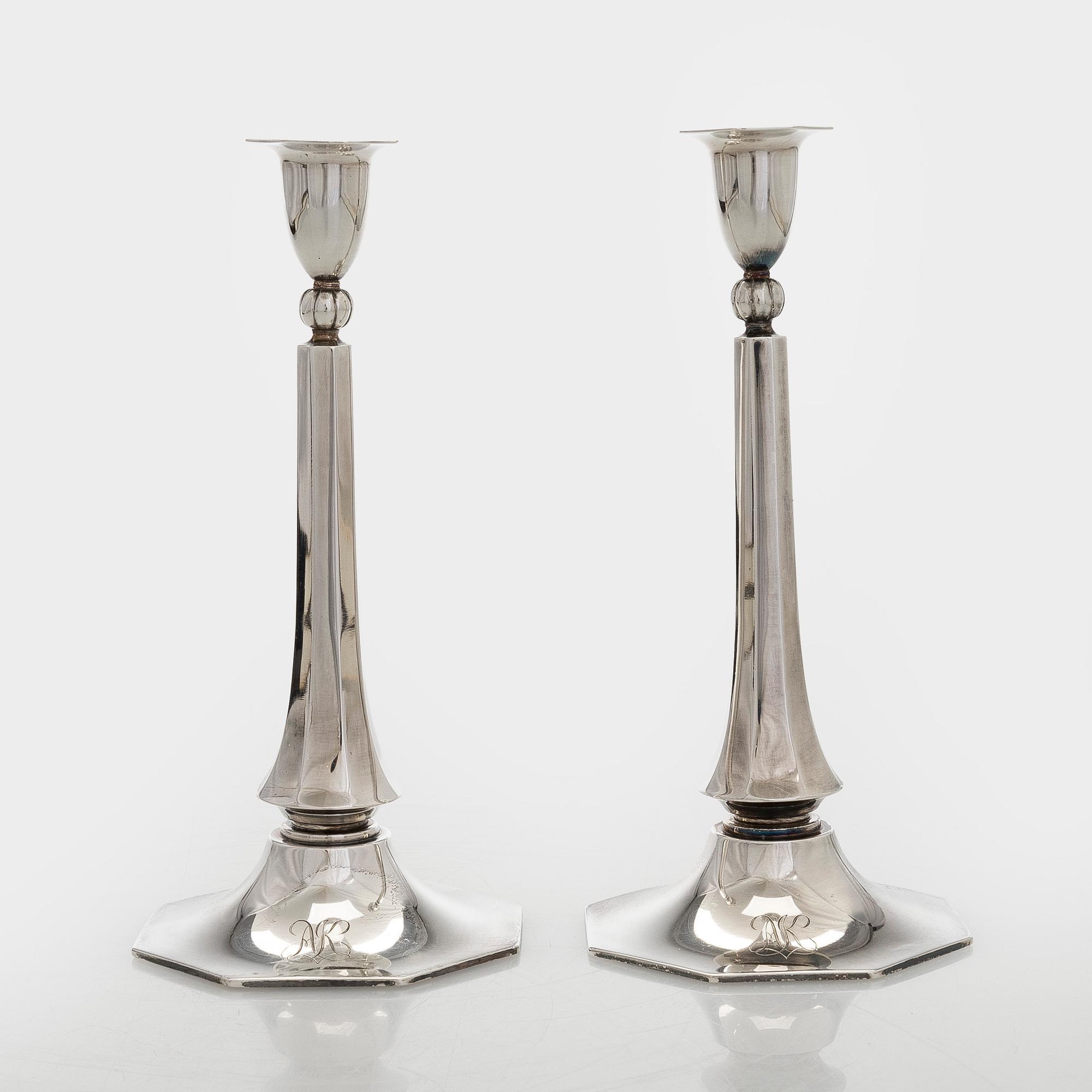 Ljusstakar, silver, finska kontrollstämplar 1937.