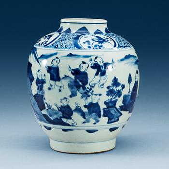 1769. A blue and white jar, Ming dynasty, 17th Century.