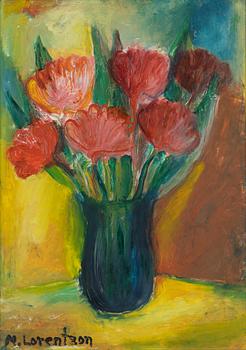Monica Lorentzon, Still Life with Red Flowers.