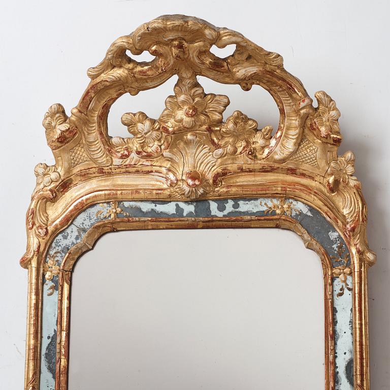 A Swedish Rococo two-light girandole mirror, 1700's.