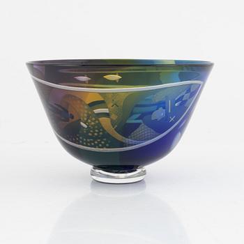 Bertil Vallien, a glass bowl, unique, Kosta, Sweden, signed.