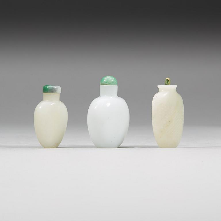 A set of three snuffbottles, China, early 20th Century or older.