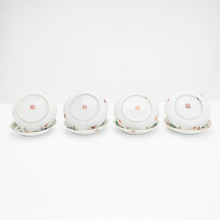 Eight porcelain plates, China, late Qing dynasty (1644-1912).