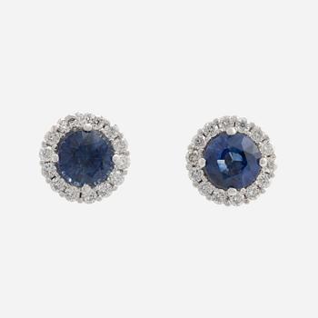Earrings with sapphires and brilliant-cut diamonds.