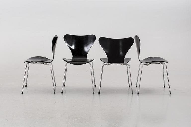 ARNE JACOBSEN, STOLAR, 6 st, "Sjuan", Fritz Hansen.