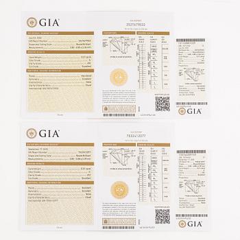 Earrings 18K white gold with brilliant-cut diamonds, accompanying GIA dossier.