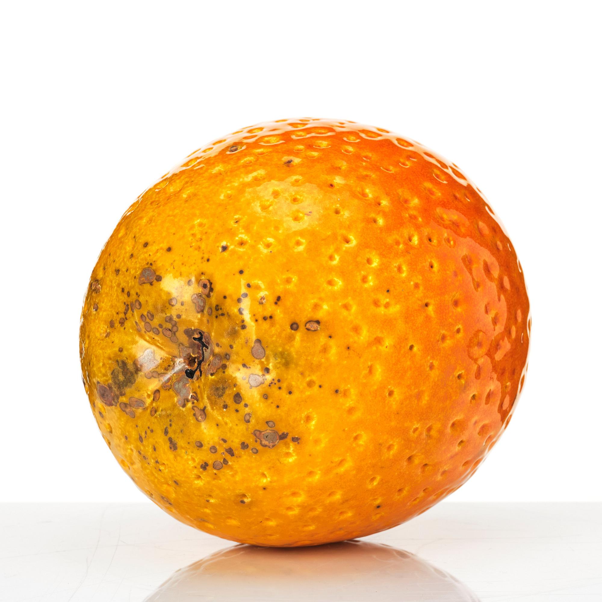 Hans Hedberg, a faience sculpture of an orange, Biot, France.