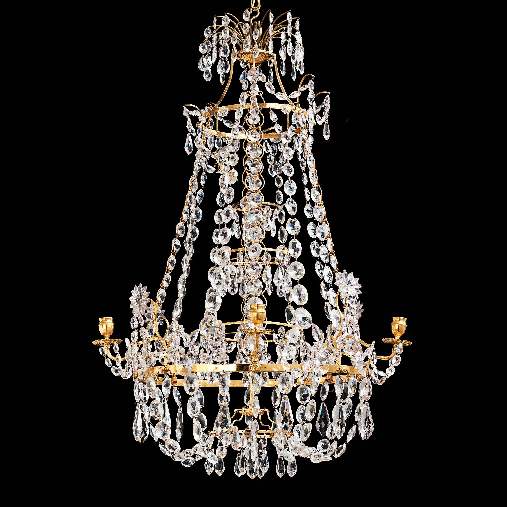 A Swedish Gustavian 1790's four-light chandelier.