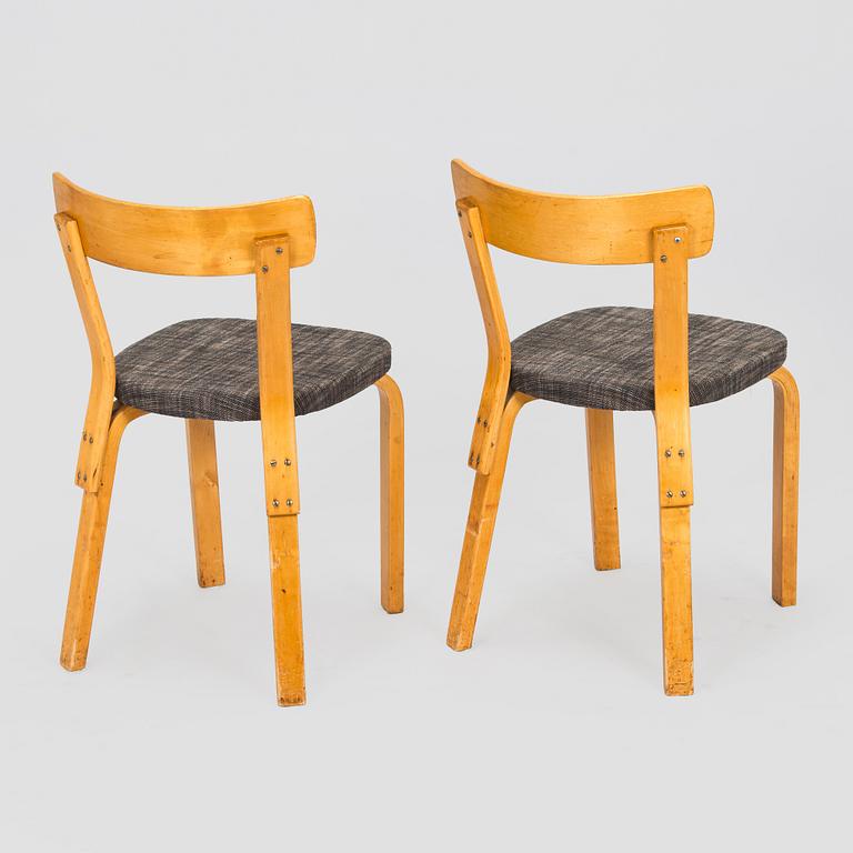 Alvar Aalto, Tuoleja, 4 kpl, malli 69, O.Y. Huonekalu- ja Rakennustyötehdas A.B., 1950-luku.
