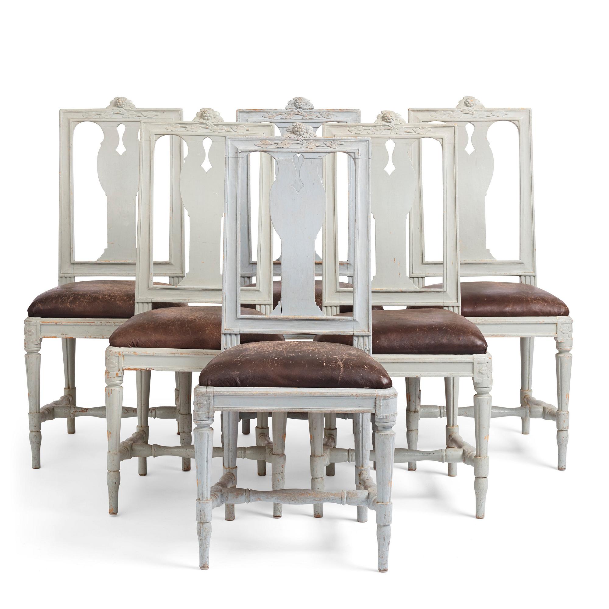 A set of six chairs by M Lundberg (master 1774-1812).