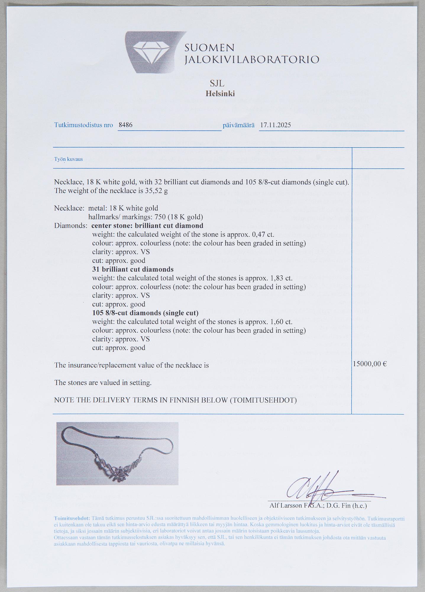 An 18K white gold Bucherer necklace set with brilliant-cut and octagon-cut diamonds.