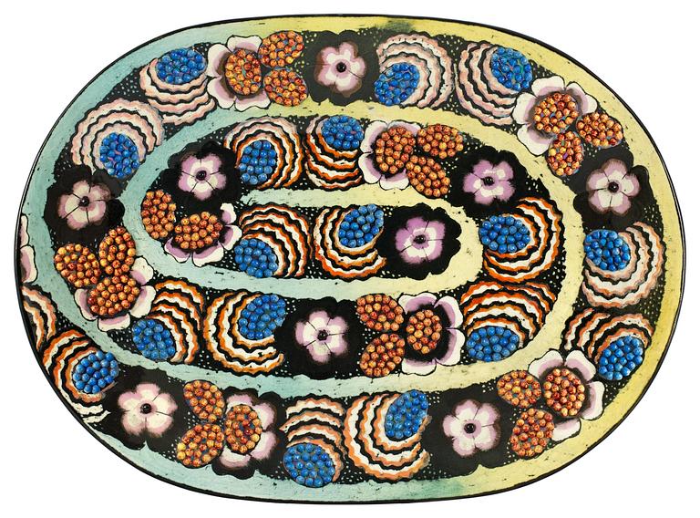 A Birger Kaipiainen stoneware dish, Arabia, Finland 1970´s-80´s.