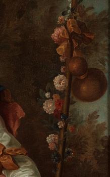 Nicolas Lancret, circle of, Portrait of young lady as a shepherdess.