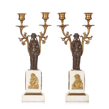 84. A pair of late Gustavian circa 1800 two-light candelabra.