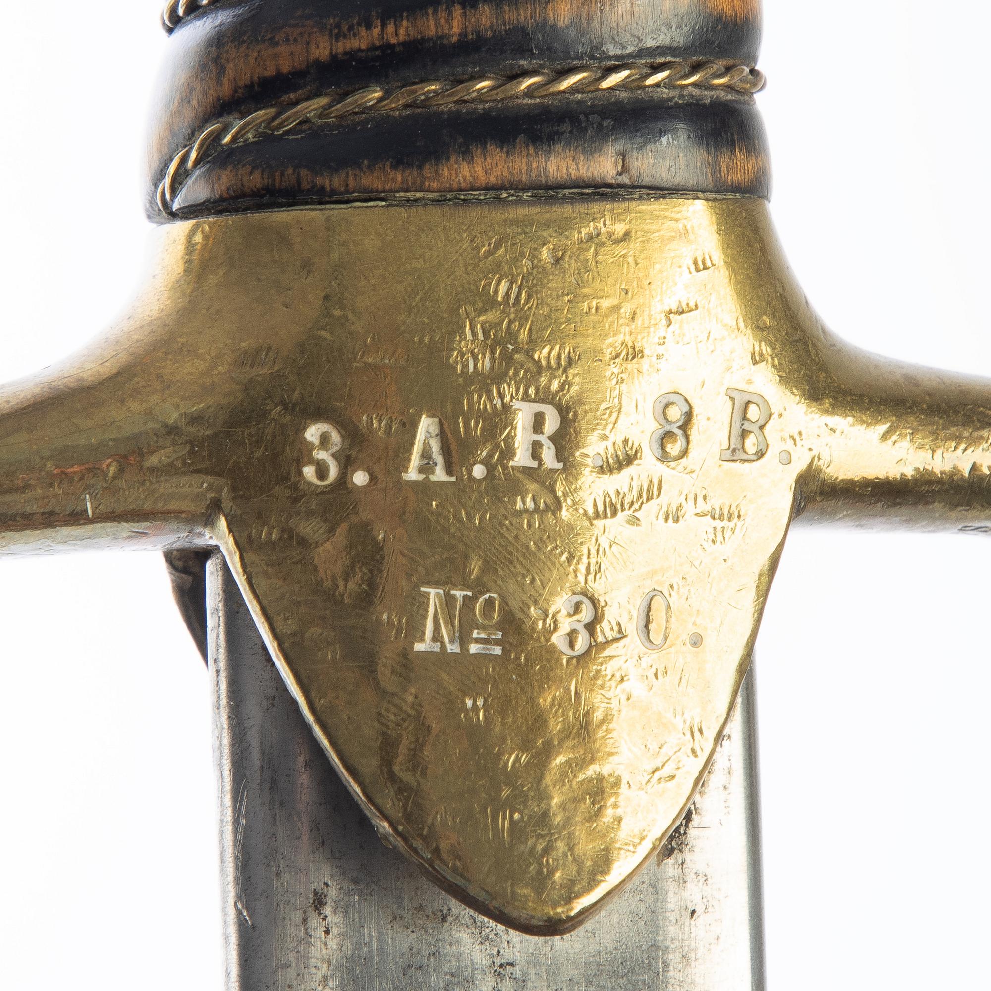 Sabel, svensk, m/1889 för artilleriet, med balja,.