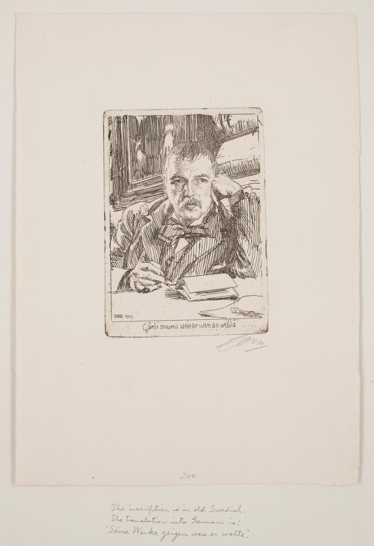 Anders Zorn, "Självporträtt med inskription 1904".
