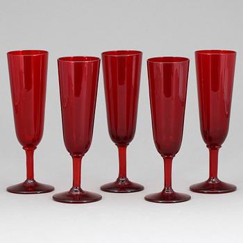 CHAMPAGNEGLAS, 5 st, glas, design Monica Bratt, Reijmyre.