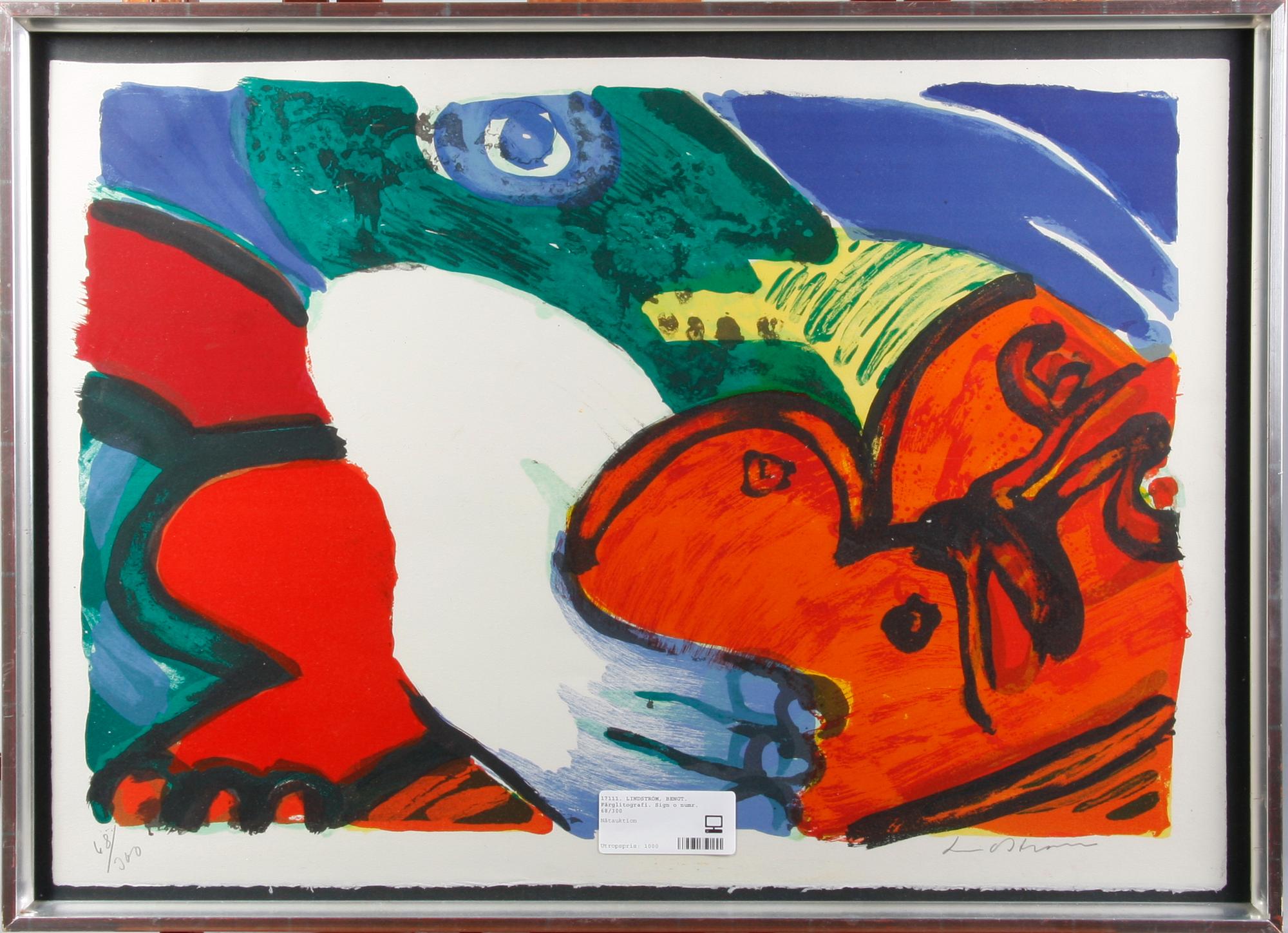 LINDSTRÖM, BENGT. Färglitografi. Sign o numr. 68/300.